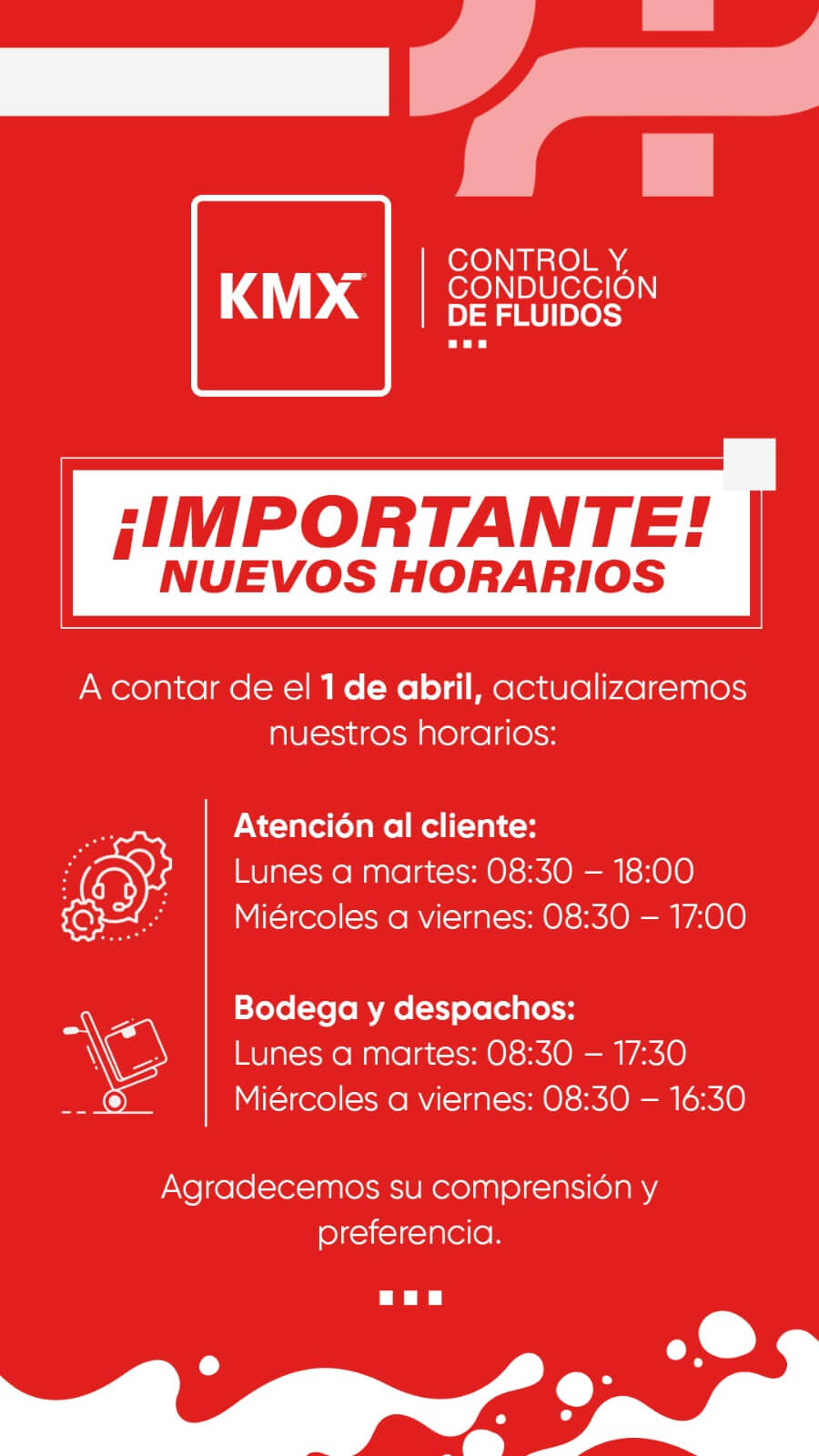 Nuevo horario KMX CHILE
